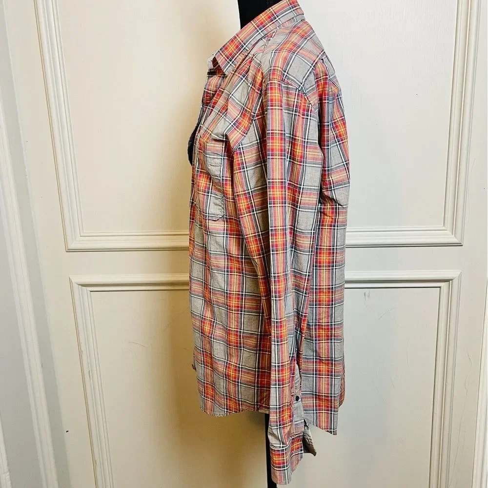 Banana Republic Shirt‎ Men's Large Plaid Western Cowboy Rodeo Long Sleeve